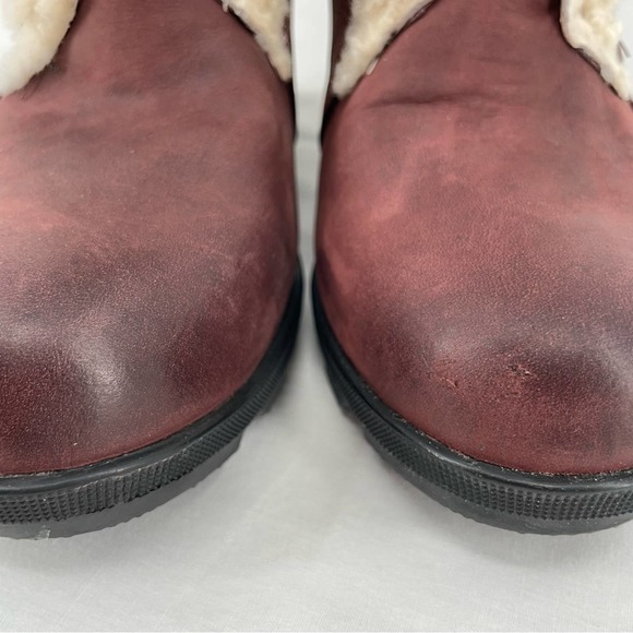 Sorel Joan of Arctic II Cattail Leather Suede Shearling Trim Wedge Mid Boots 9 - Picture 10 of 16